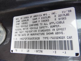 2010 Honda Accord LX Gray Sedan 2.4L AT #A24838